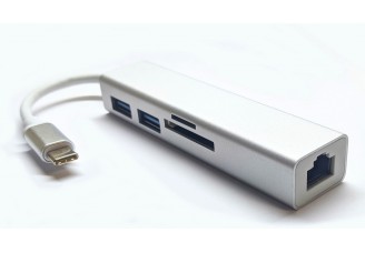 Переходник USB Type-C to Ethernet 1Gb + Hub + Card reader /rj45