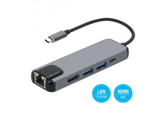 Перехідник Type-C to HDMI Lan RJ45 2xUSB3.0 USB-C