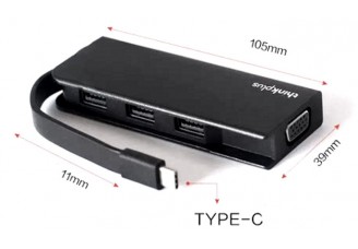 Перехідник Lenovo Type c to VGA to 3 USB 4x90w86497